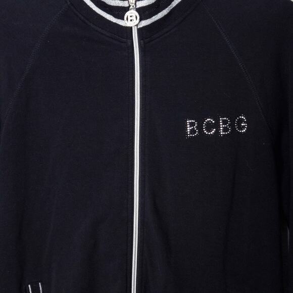 BCBGMaxAzria Women’s Zip Up Jacket Y2K Bling Streetwear Rhinestone Logo Size XL - Picture 4 of 13